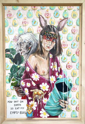 You shit on Earth so eat my Empty Eggs von Aurore LANTERI, Malerei kaufen auf Singulart