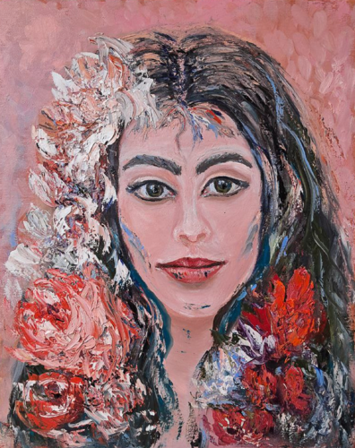 La ragazza con gli occhi olivastri di Maria Galan, Pittura in vendita su Singulart