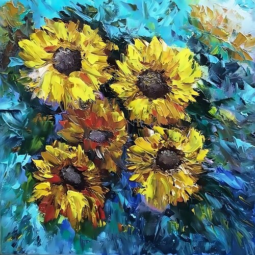 Variazione di Girasoli di Maria Galan, Pittura in vendita su Singulart