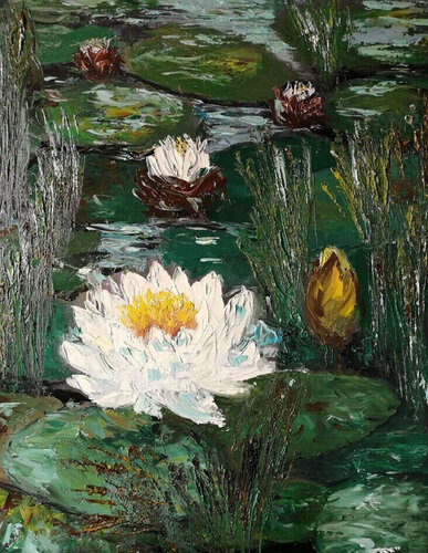 White water lily van Maria Galan, Schilderij te koop op Singulart