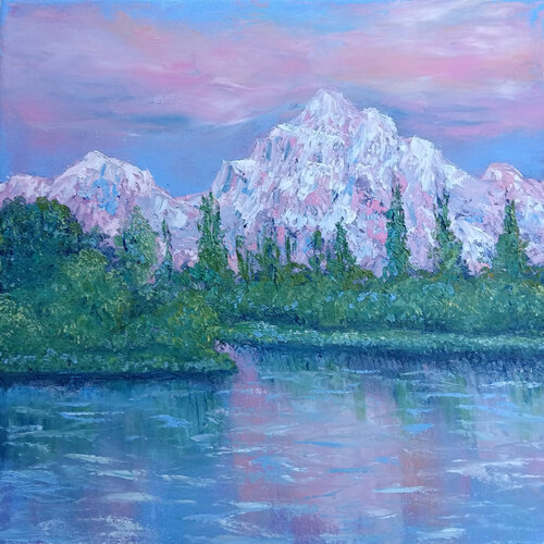 The Pink Mountains di Maria Galan, Pittura in vendita su Singulart