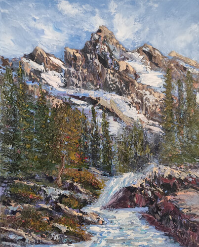 Paesaggio montano con abeti von Maria Galan, Malerei kaufen auf Singulart