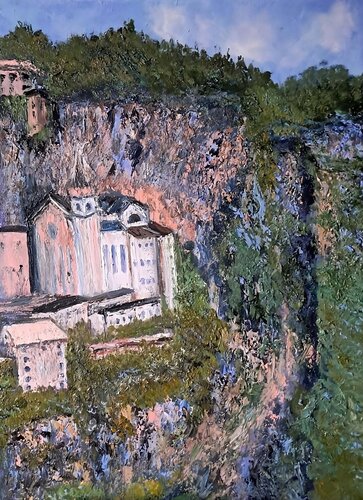 Tra il cielo e la terra-Madonna della corona by Maria Galan, Painting for Sale on Singulart