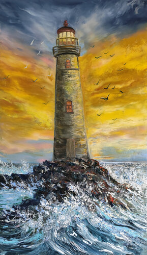 Paesaggio con faro van Maria Galan, Schilderij te koop op Singulart