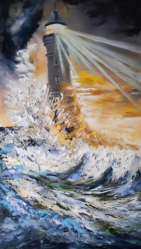 La luce del faro by Maria Galan, 회화 for Sale on Singulart