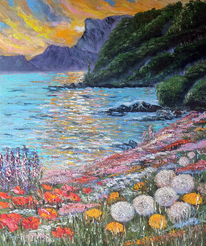 Riva con fiori von Maria Galan, Malerei kaufen auf Singulart