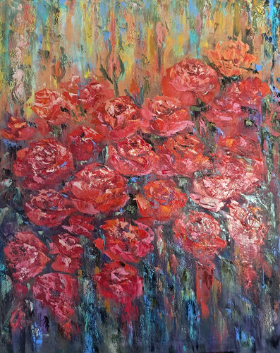 Quadro moderno con rose von Maria Galan, Malerei kaufen auf Singulart