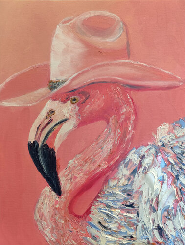 Cowboy Flamingo von Maria Galan, Malerei kaufen auf Singulart