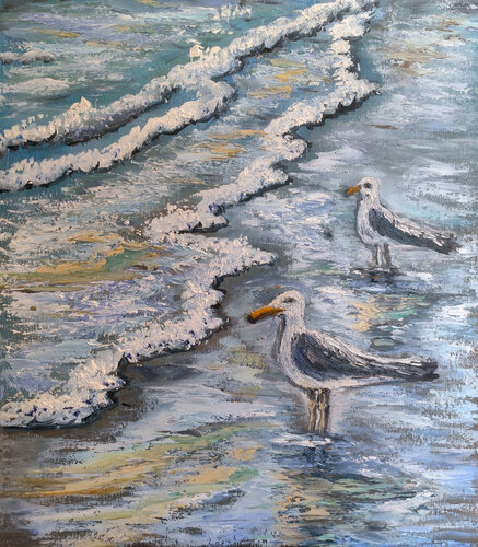 Paesaggio con gabbiani by Maria Galan, Painting for Sale on Singulart