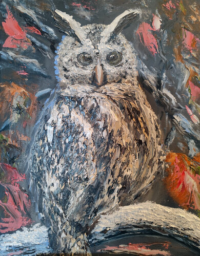 Gufo - occhi della luna by Maria Galan, Painting for Sale on Singulart