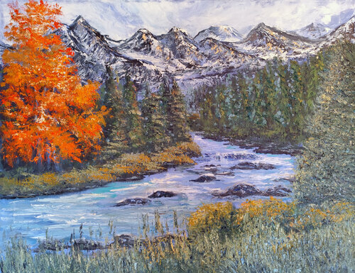 Montagna - dove scorre il silenzio von Maria Galan, Malerei kaufen auf Singulart