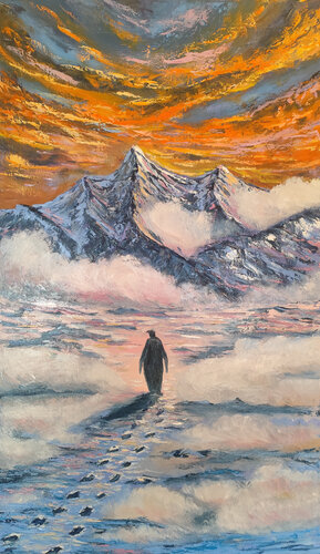 Viaggio dell' anima. Pinguino e la montagna. von Maria Galan, Malerei kaufen auf Singulart