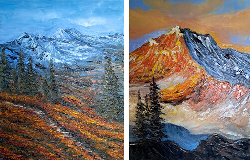 Vette in Dialogo (Set di 2 opere) van Maria Galan, Schilderij te koop op Singulart