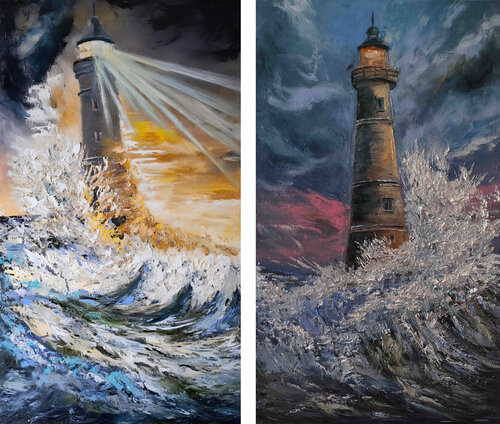 L'Anima del Faro (Set di 2) par Maria Galan, Peinture en vente sur Singulart