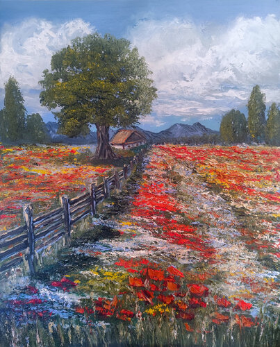 Rosso di campagna by Maria Galan, Painting for Sale on Singulart