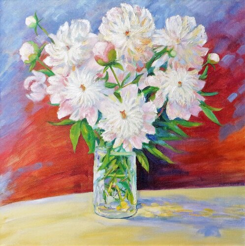 The aroma of white Peonies by Nata Shemshur, 회화 for Sale on Singulart