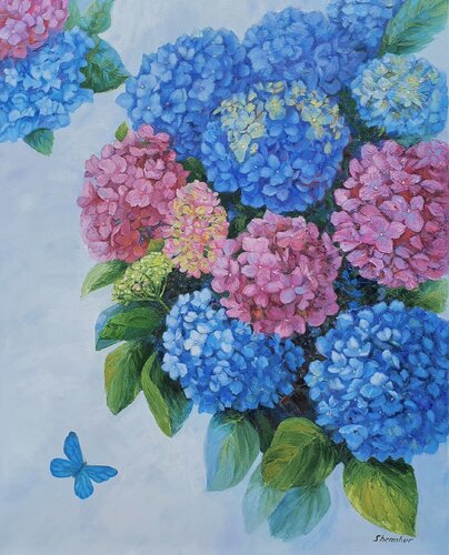 Dance of Life: Butterfly and Flowers di Nata Shemshur, Pittura in vendita su Singulart