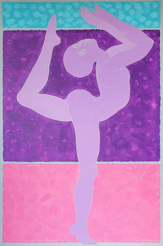 Purple blossom yoga. #7 Art Collection "Ascent Yoga" de Nata Shemshur, Pintura a la venta en Singulart