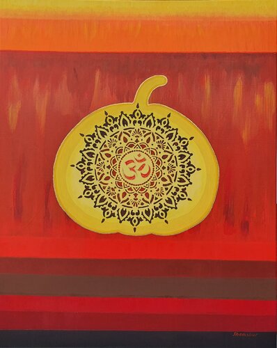 Autumn Pumpkin Mantra. Om Season #4 van Nata Shemshur, Schilderij te koop op Singulart