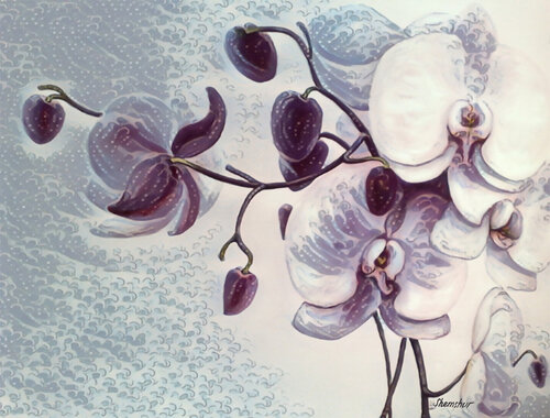 Orchid in the style of Ukiyo E von Nata Shemshur, Malerei kaufen auf Singulart