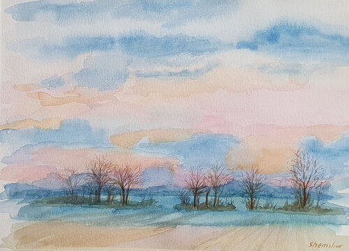 The Sky at Sunset von Nata Shemshur, Malerei kaufen auf Singulart