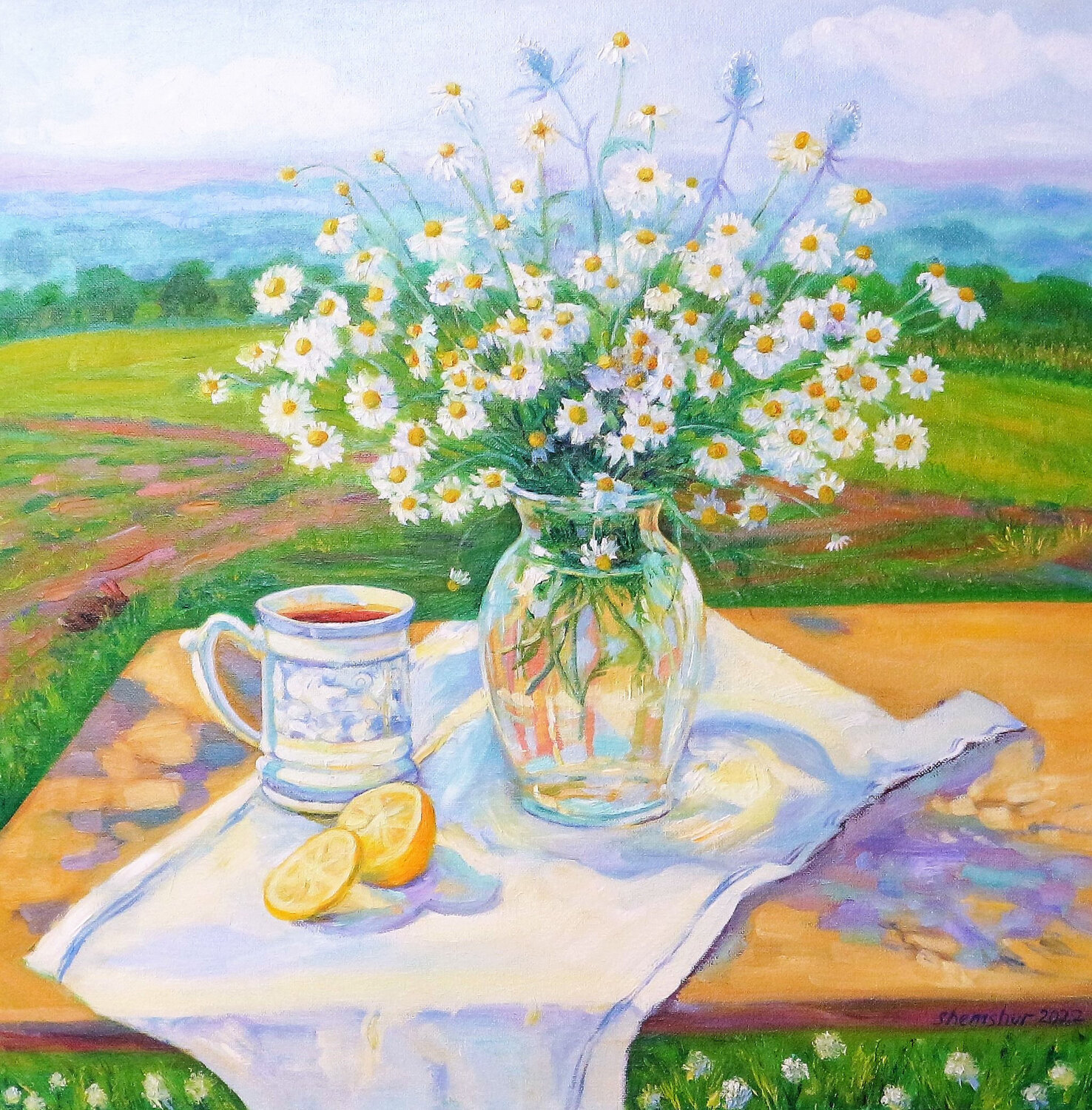 Summer breakfast Giclee print on canvas. Nata Shemshur