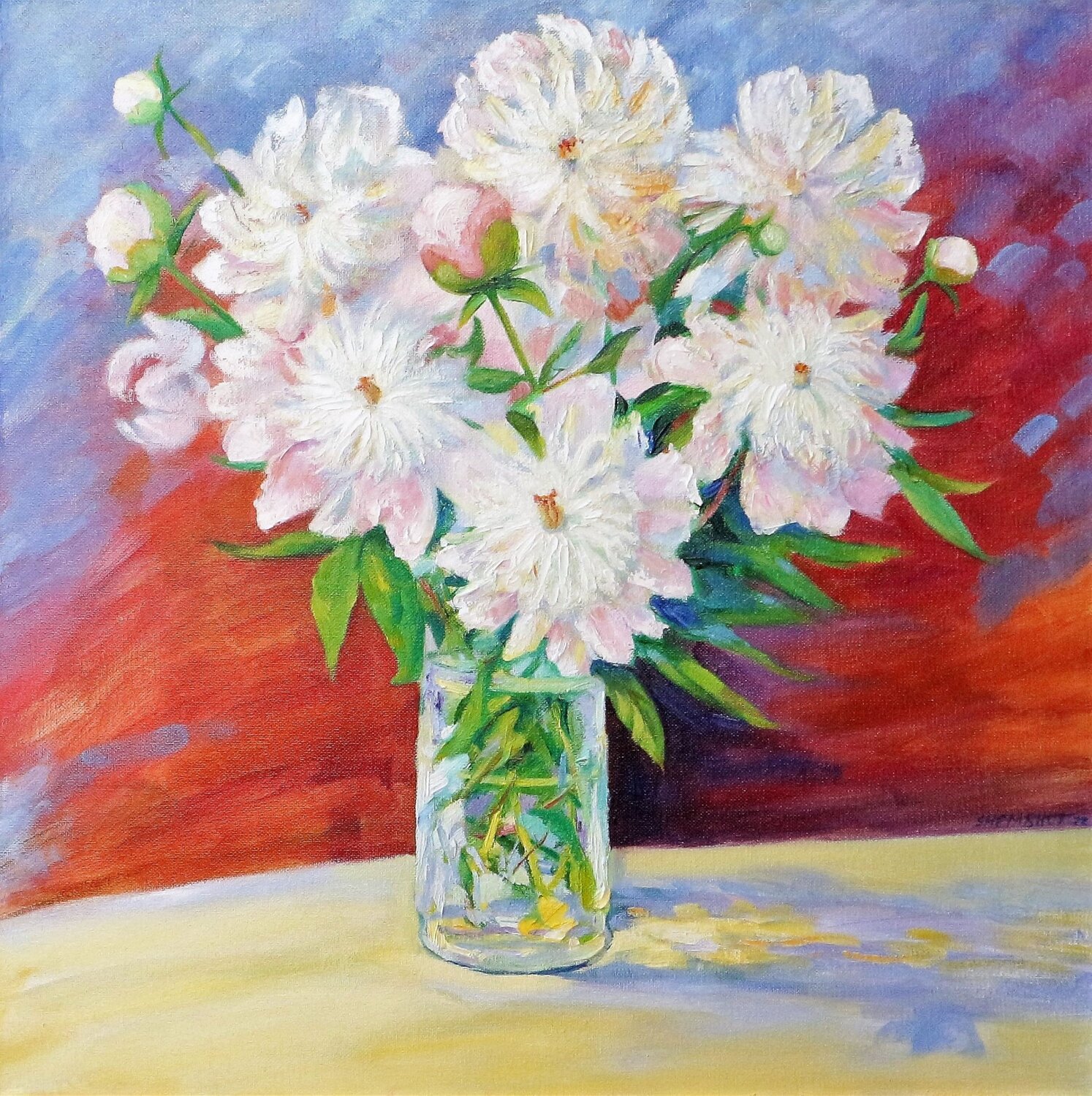 The aroma of white Peonies Nata Shemshur Originalgemälde zu verkaufen