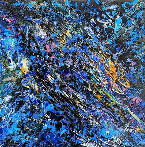 chrome in blue van Klaus Angeli, Schilderij te koop op Singulart