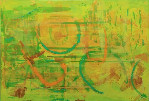 green in gold di Klaus Angeli, Pittura in vendita su Singulart