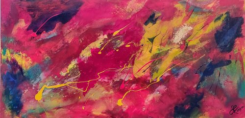 blue red gold by Klaus Angeli, 회화 for Sale on Singulart