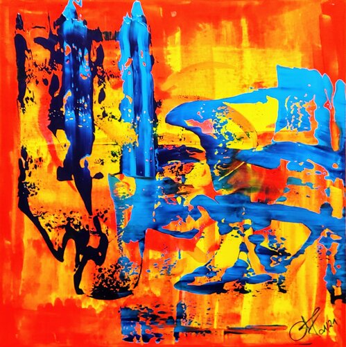 orange blue by Klaus Angeli, Painting for Sale on Singulart