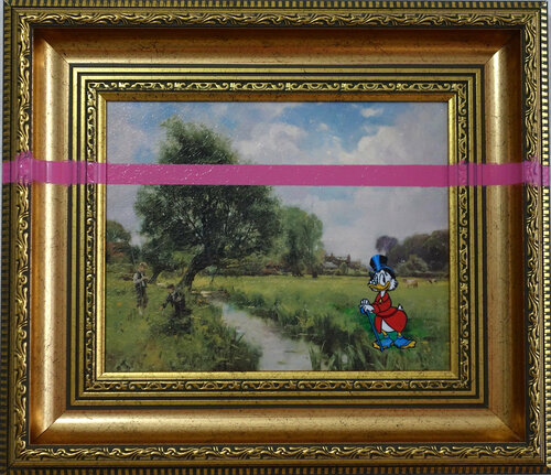 Dagobert Duck on a walk di Veronika Ban, Pittura in vendita su Singulart