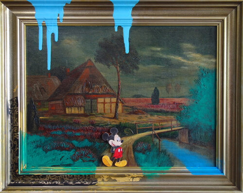 Mickey Mouse on a walk di Veronika Ban, Pittura in vendita su Singulart
