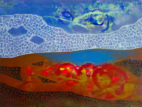 Golden soil and magic lake by Veronika Ban, 회화 for Sale on Singulart