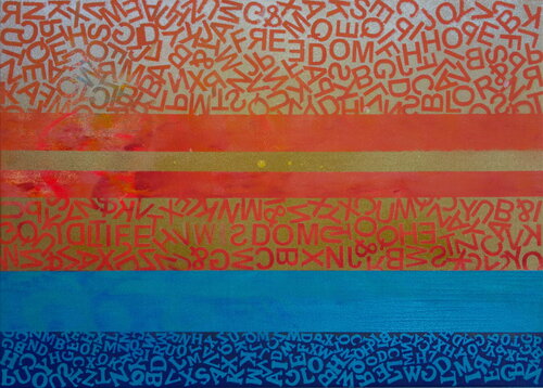 Orange Blue Horizon von Veronika Ban, Malerei kaufen auf Singulart