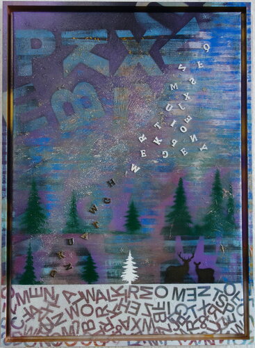 First Snow Winter Walk Talk di Veronika Ban, Pittura in vendita su Singulart