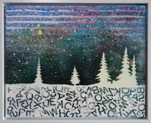 Snow Winter Landscape van Veronika Ban, Schilderij te koop op Singulart