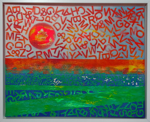 Abstract sunrise van Veronika Ban, Schilderij te koop op Singulart