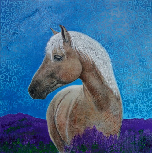 Horse in lavender field par Veronika Ban, Peinture en vente sur Singulart