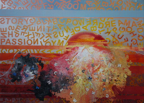 Landscape of revolutionary discussion par Veronika Ban, Peinture en vente sur Singulart