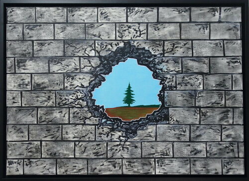 View through broken bricks by Veronika Ban, Painting for Sale on Singulart