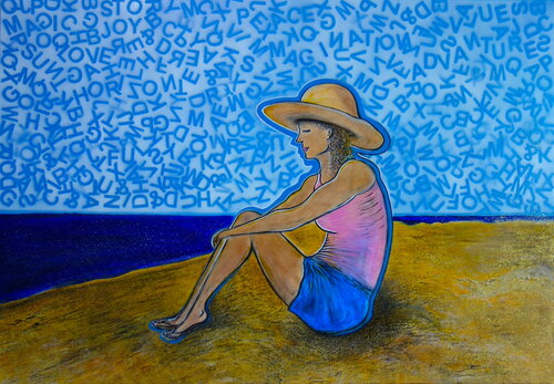 Neli and the sea par Veronika Ban, Peinture en vente sur Singulart