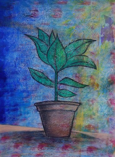 Growing Flower in my Studio van Veronika Ban, Schilderij te koop op Singulart