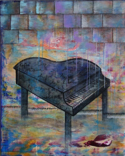 Rainy day with piano song van Veronika Ban, Schilderij te koop op Singulart