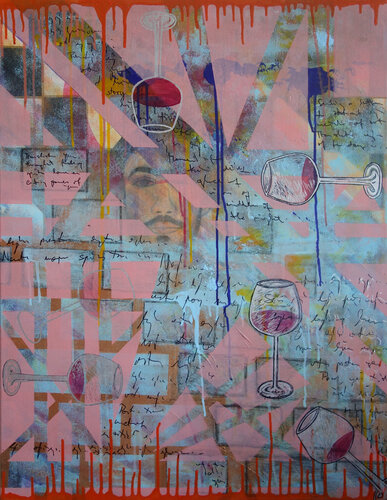 A Poet and a Red Wine van Veronika Ban, Schilderij te koop op Singulart