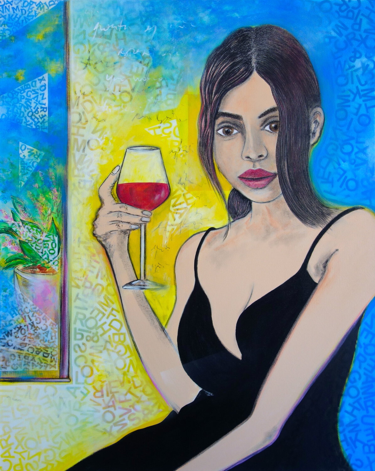 Woman drinking red wine Veronika Ban
