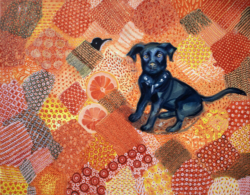 Hund im Garten der Phantasie. van Anna Rona, Schilderij te koop op Singulart