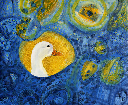 Ente im Garten der Phantasie by Anna Rona, Painting for Sale on Singulart