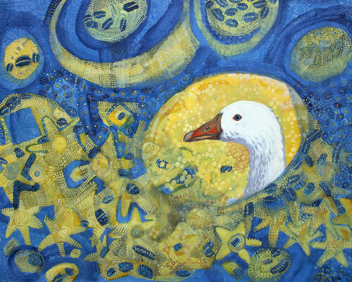 Gans im Garten der Fantasie van Anna Rona, Schilderij te koop op Singulart