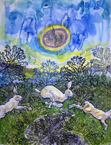 Drei Kaninchen by Anna Rona, 회화 for Sale on Singulart